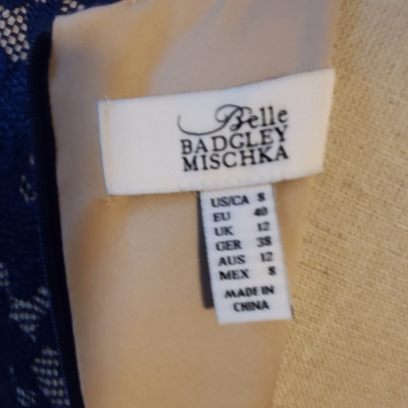 Belle Badgley Mischka Navy Lace Illusions Dress - Picture 6 of 6